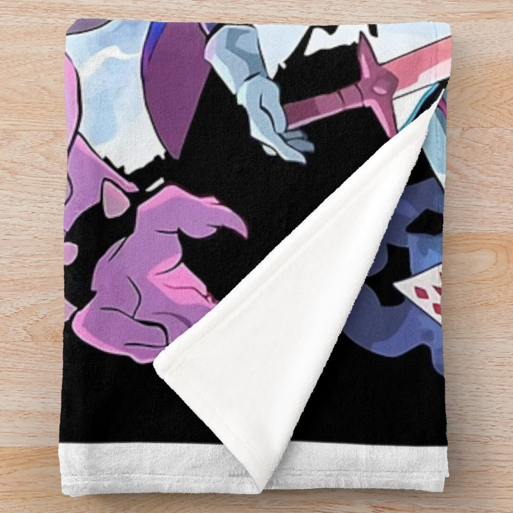 Deltarune-inspired plush blanket featuring characters from the game