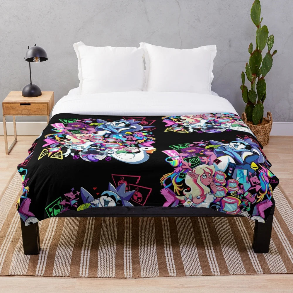 Deltarune Chapter 2 Plush Blanket featuring Kris and other characters