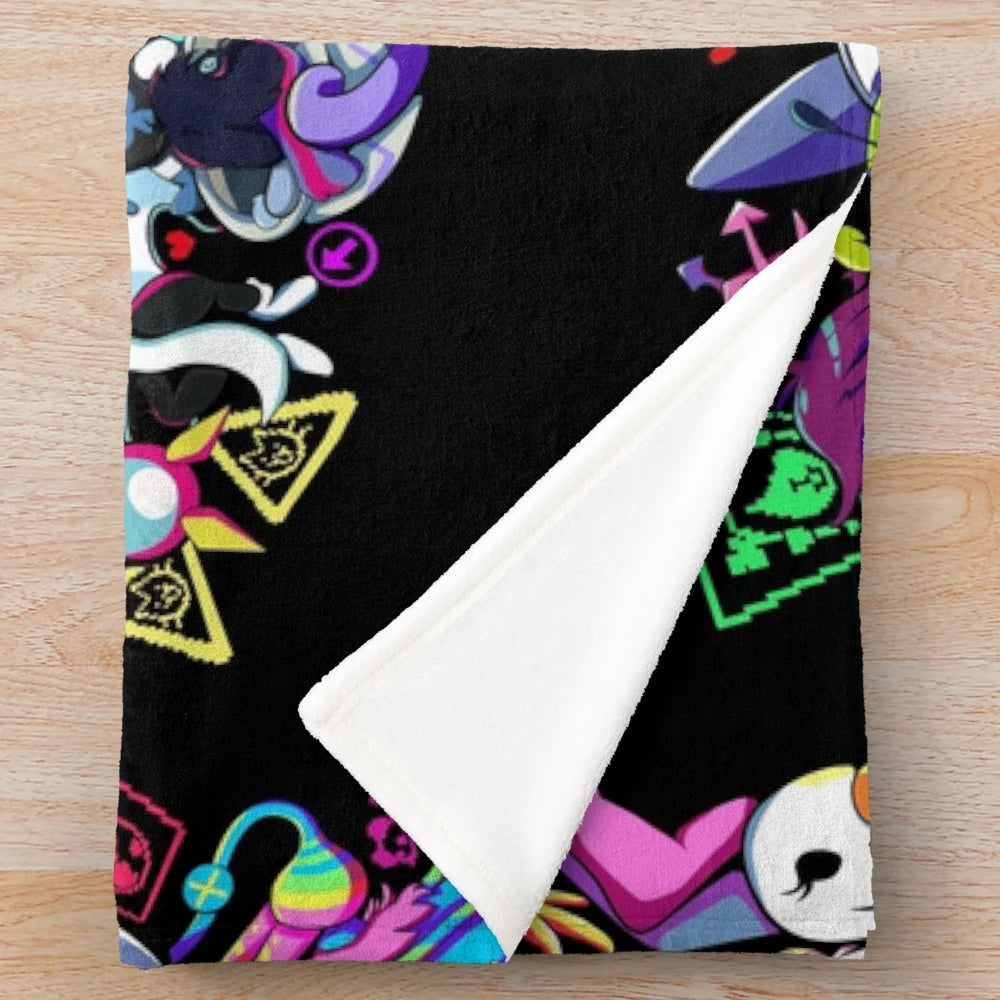 Deltarune Chapter 2 Plush Blanket featuring Kris and other characters