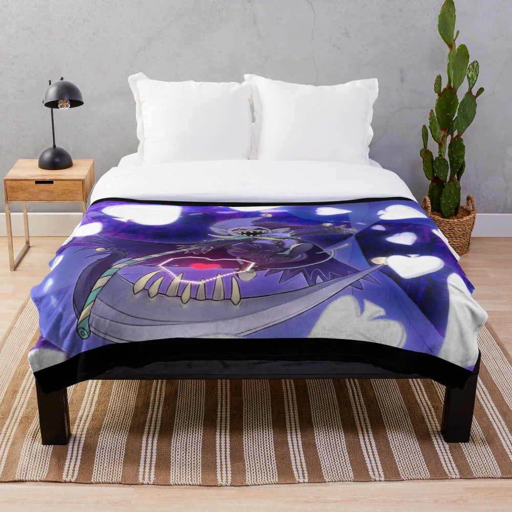 Deltarune Jevil Plush Blanket featuring the chaotic jester character from the video game Undertale