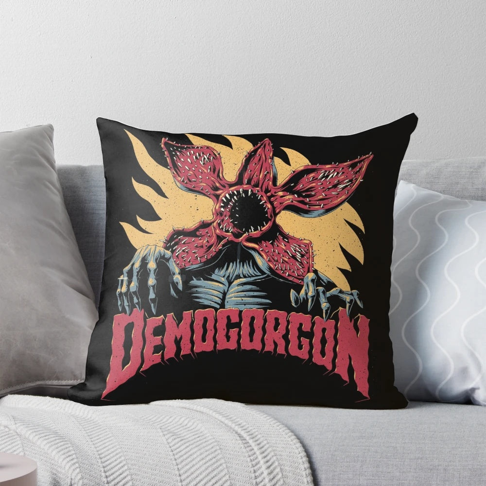 Demogorgon-inspired throw pillow featuring the iconic monster from the Netflix series Stranger Things