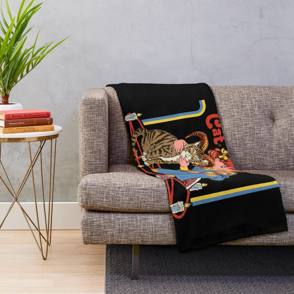 Demon Cat Plush Blanket with a spooky, supernatural design