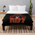 KISS band demon design plush blanket for music lovers