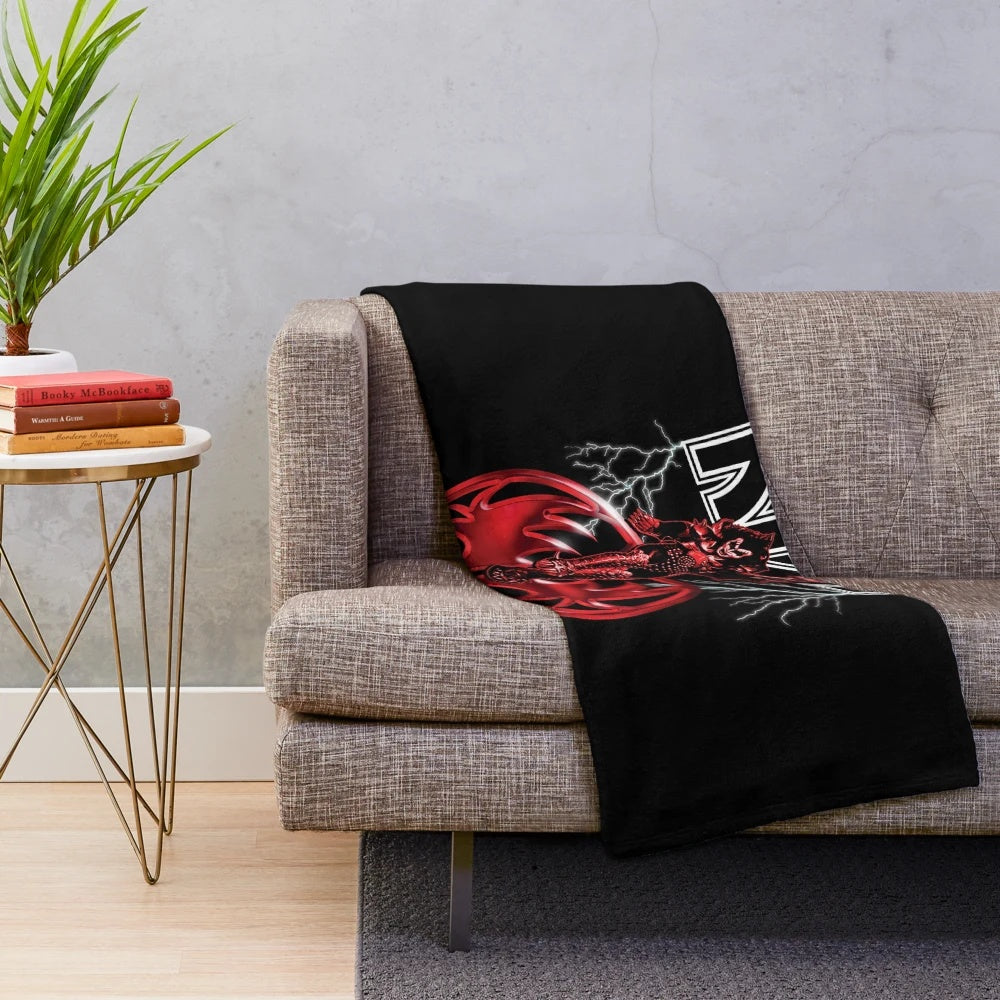 Kiss band demon-themed plush blanket