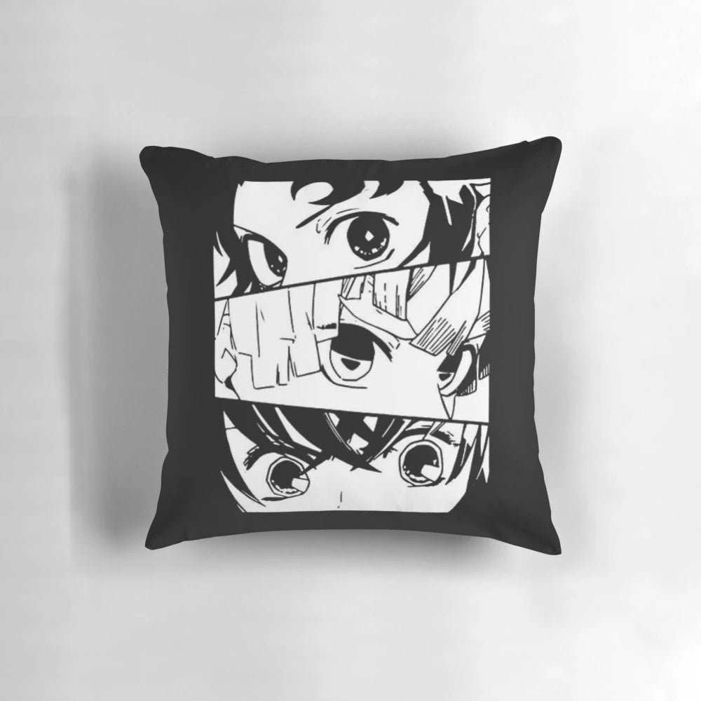 Demon Slayer anime-inspired plush pillow with colorful character design