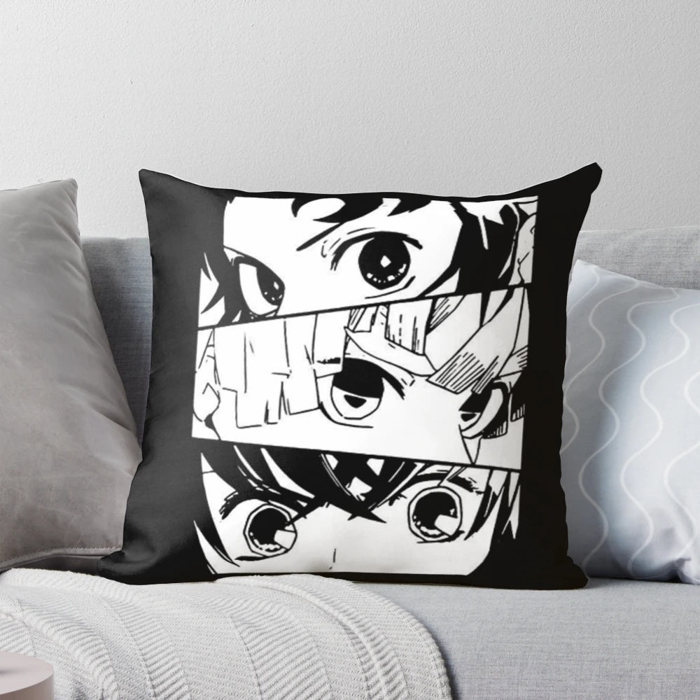 Demon Slayer anime-inspired plush pillow with colorful character design
