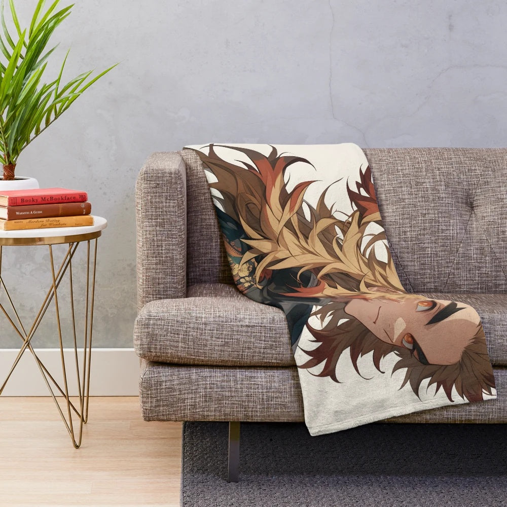 Demon Slayer inspired Rengoku Kyojuro 12" plush blanket