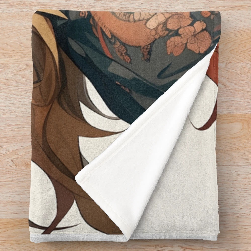 Demon Slayer inspired Rengoku Kyojuro 12" plush blanket