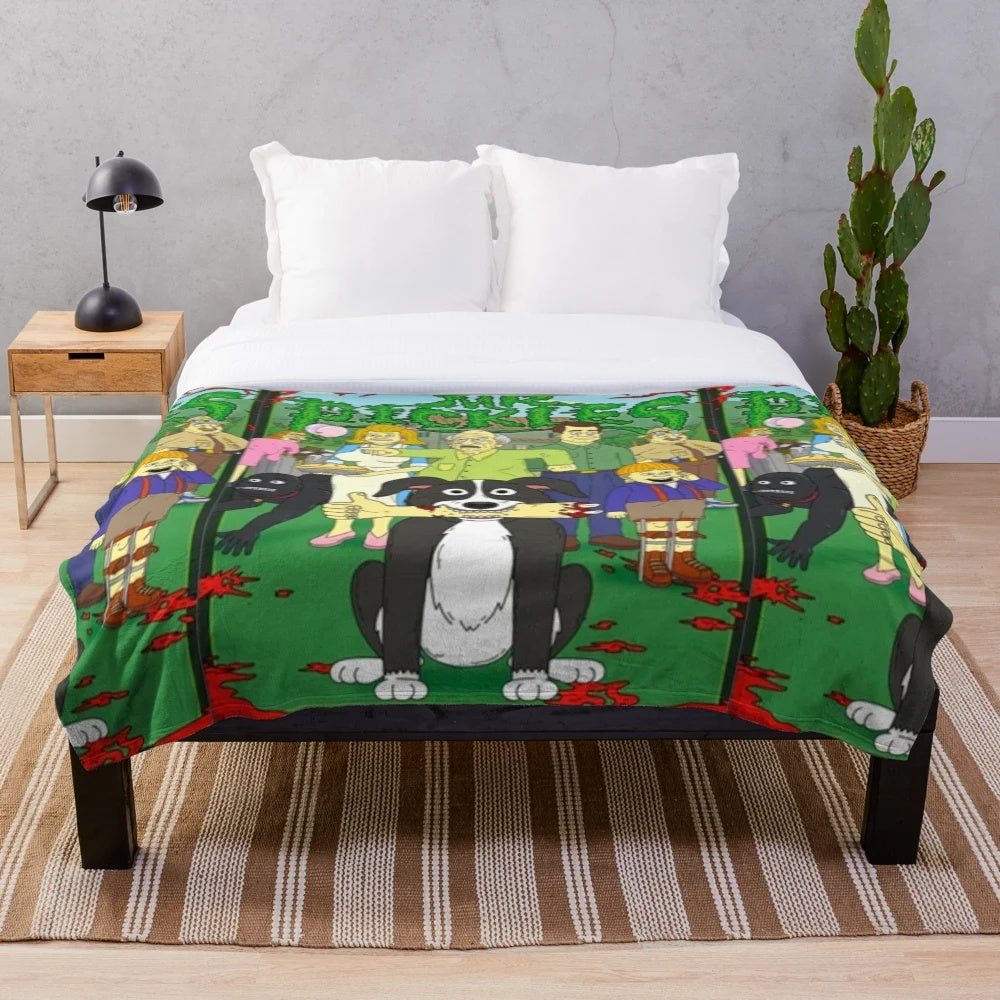 Demonic dog plush blanket inspired by Mr Pickles from Adult Swim