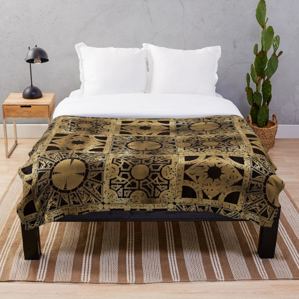 Lament Configuration inspired plush blanket with demon and cenobite design