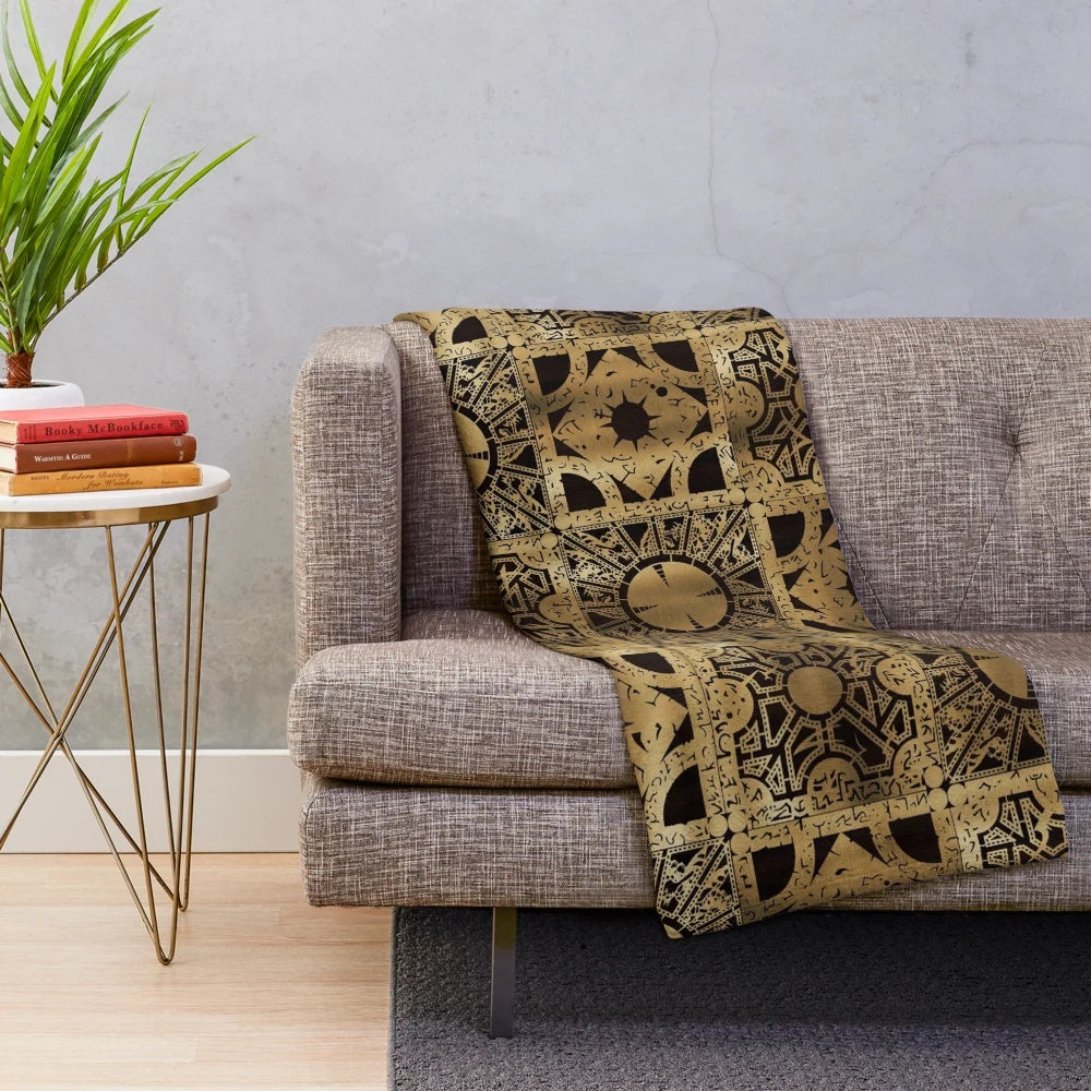 Lament Configuration inspired plush blanket with demon and cenobite design