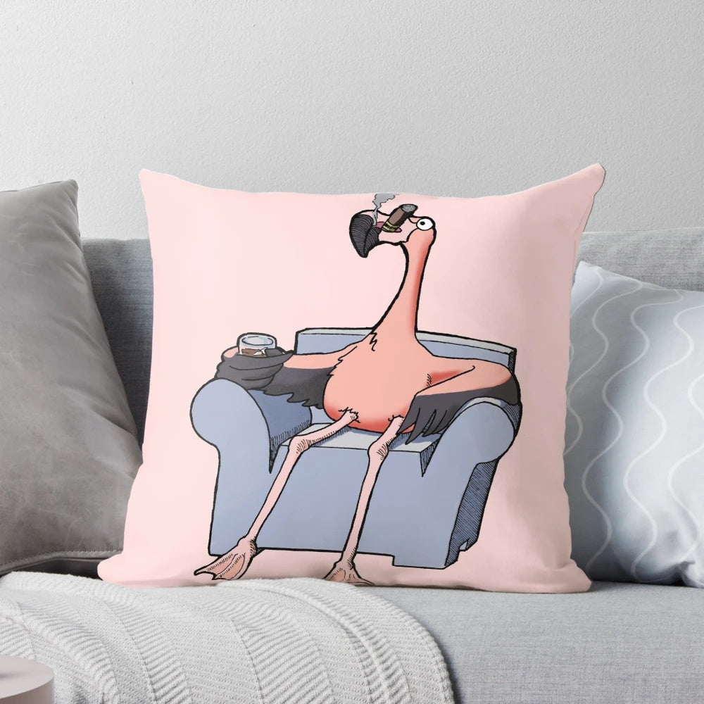 Denny Crane Boston Legal Flamingo Throw Pillow with William Shatner