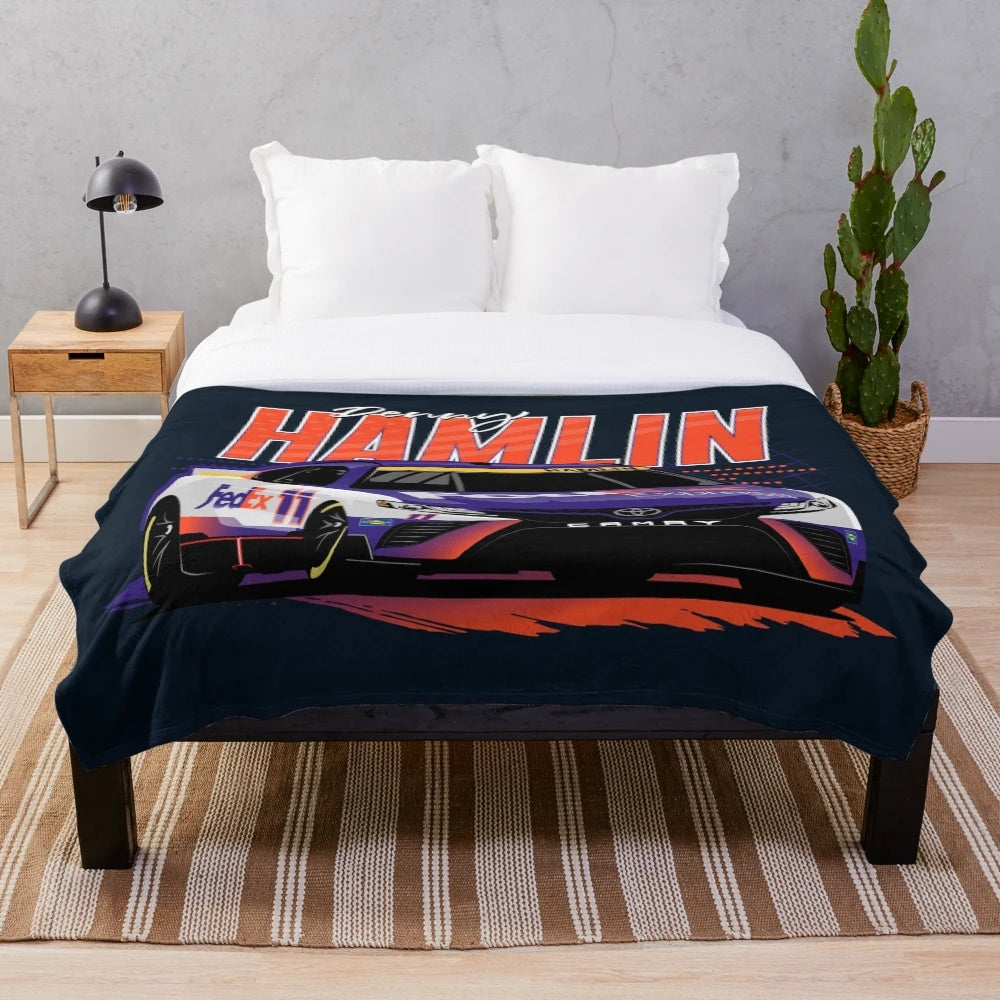 Denny Hamlin inspired plush blanket for Nascar playoffs