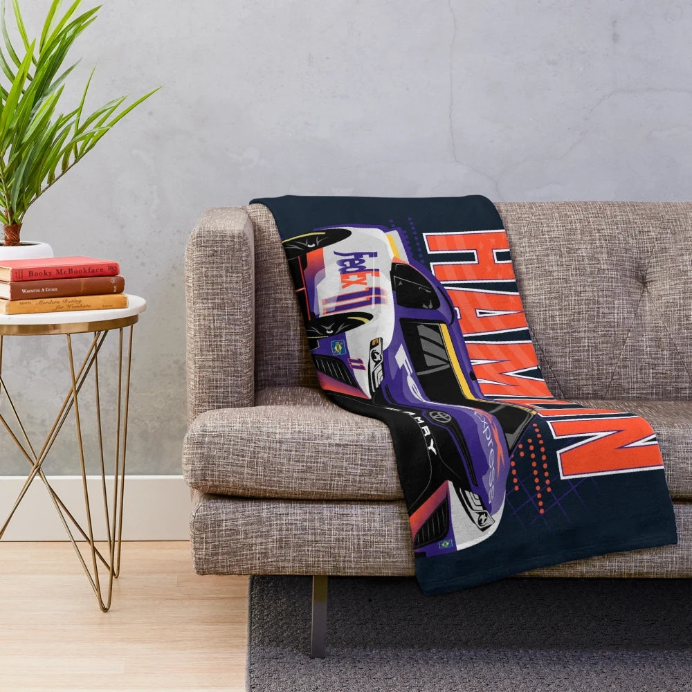 Denny Hamlin inspired plush blanket for Nascar playoffs