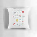 A plush dental pillow with humorous dental definitions printed on it