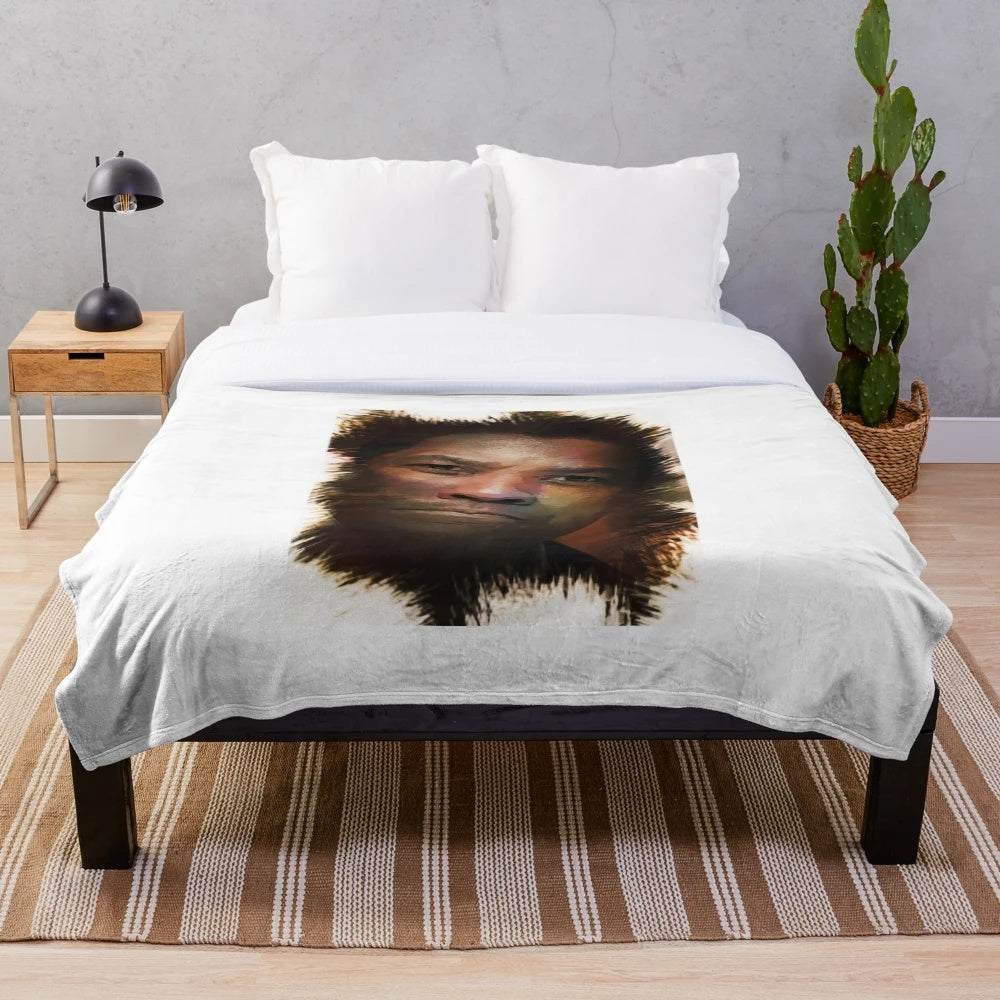 Denzel Washington Custom Digital Artwork Plush Blanket