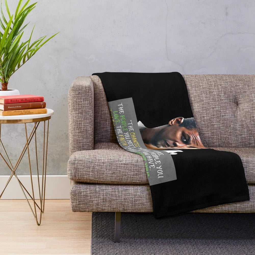 Denzel Washington inspired plush blanket featuring movie quotes