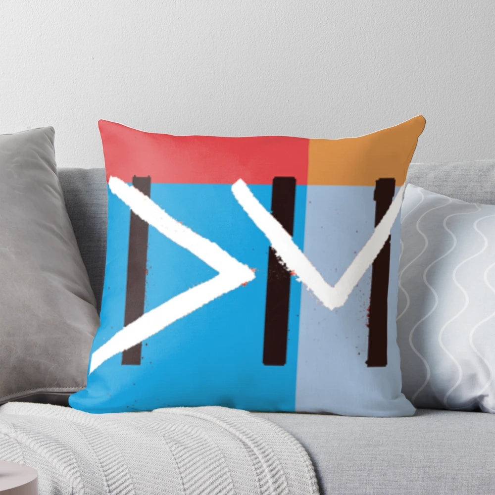 Depeche Mode 90s alternative rock band logo printed on a soft, comfortable throw pillow