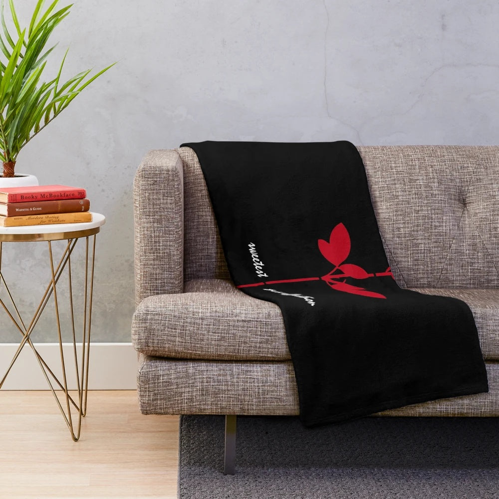Depeche Mode inspired plush blanket with floral design
