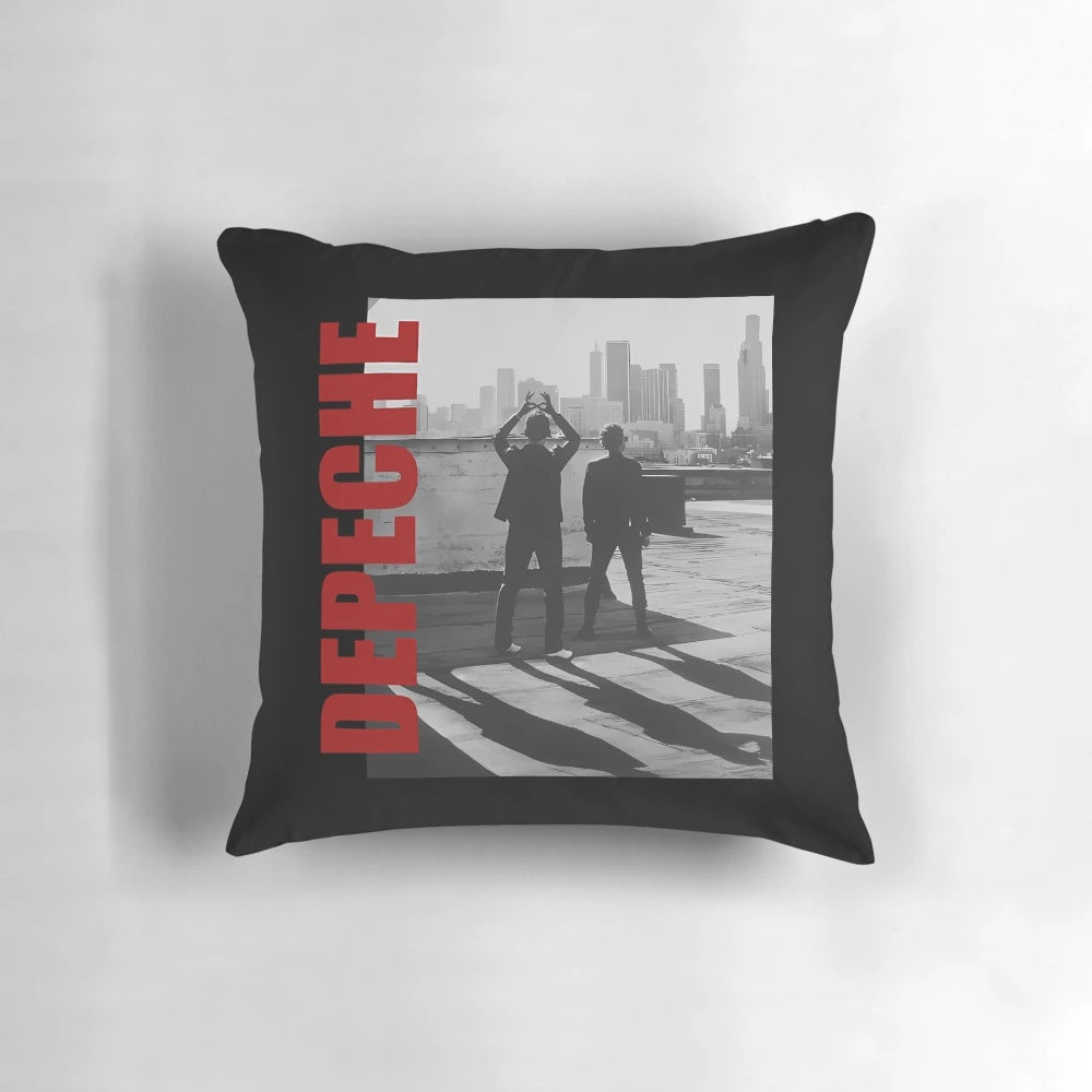 Depeche Mode inspired retro aesthetic fan art printed on a high-quality pillow