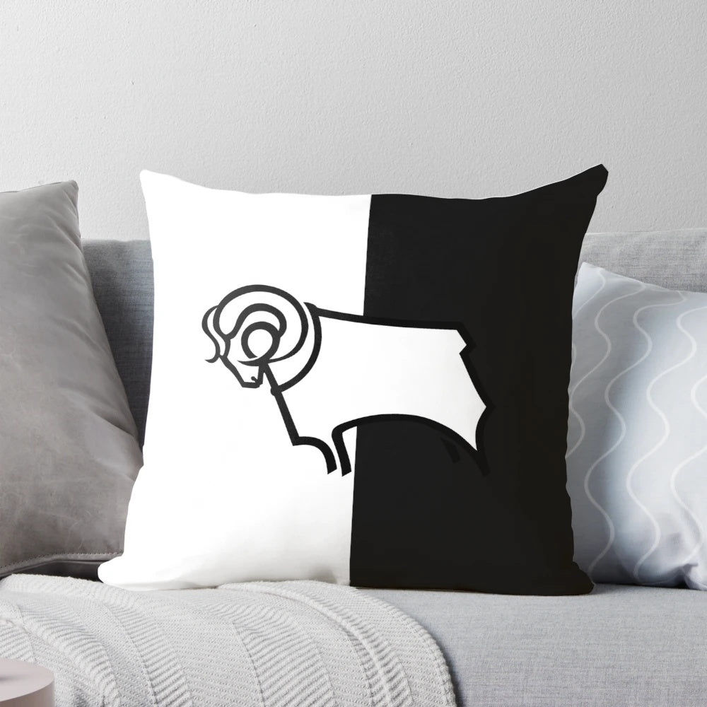 Derby County FC logo pillow with split panel design