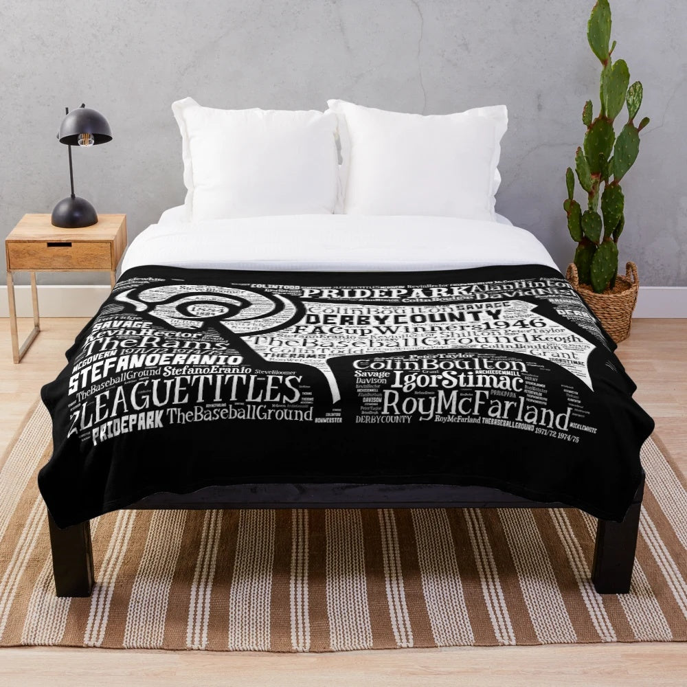 Derby Rams plush blanket featuring the club crest