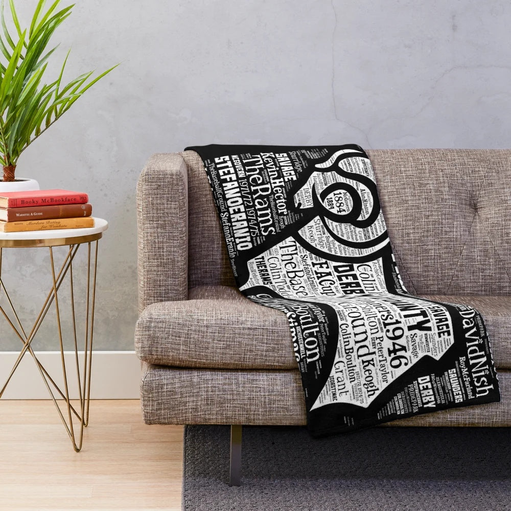 Derby Rams plush blanket featuring the club crest