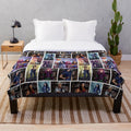 Descendants collage-inspired plush blanket with vibrant colors and patterns