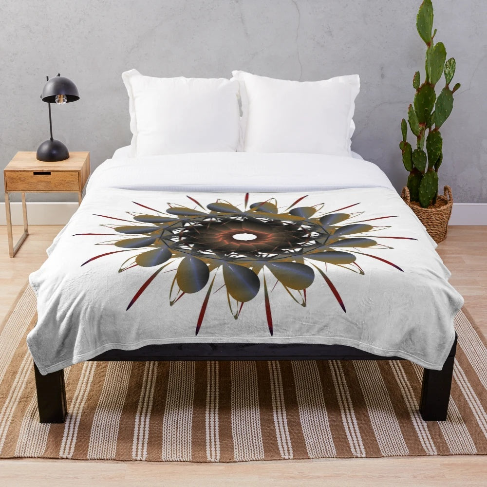Designer's Plush Blanket with a vibrant, symmetrical pattern