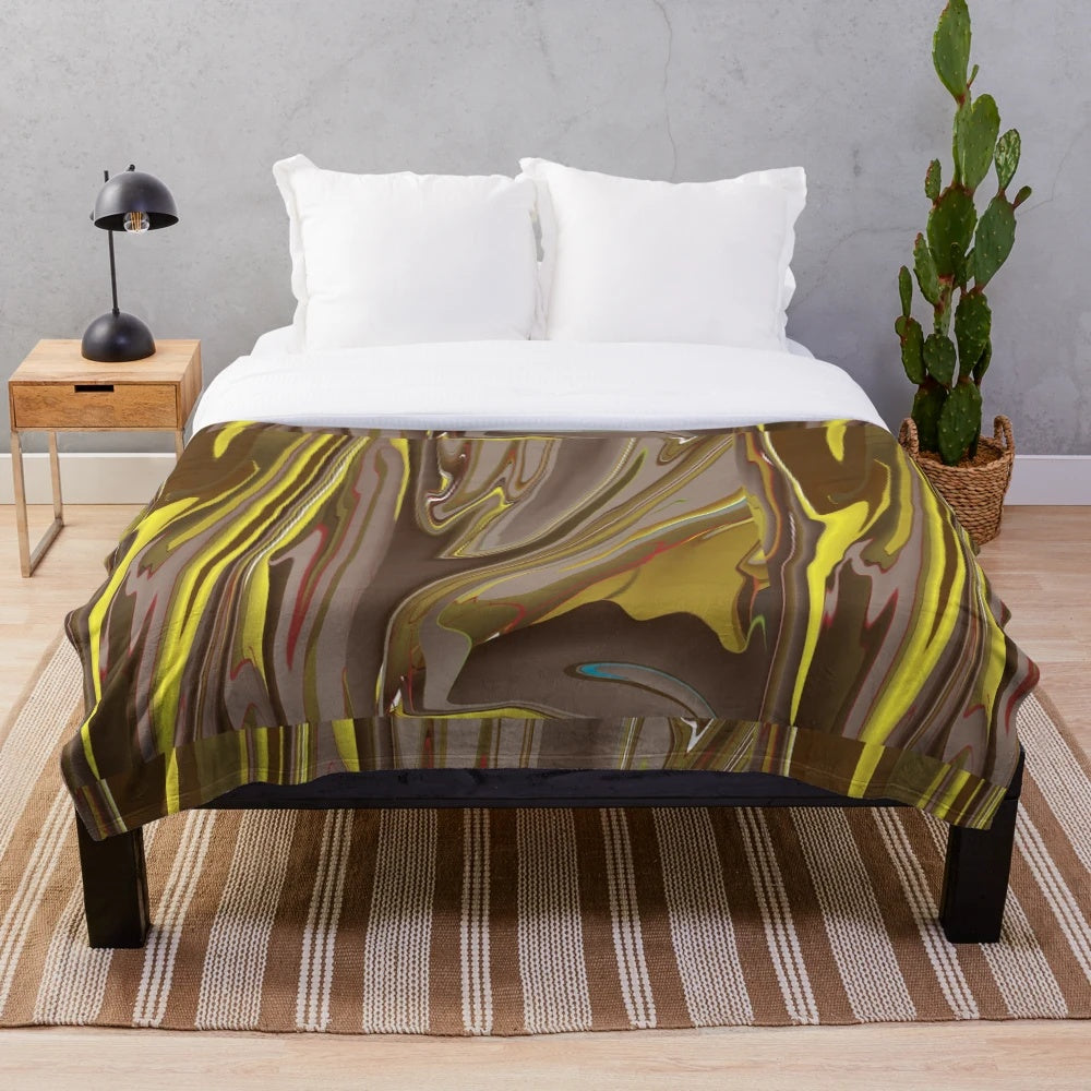 Designer's Plush Blanket with a nature-inspired pattern