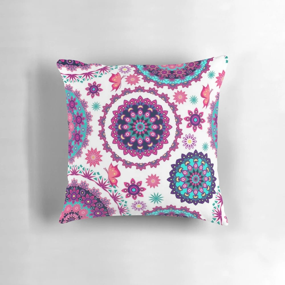 Desigual mandala colorful pillow with abstract geometric and floral patterns