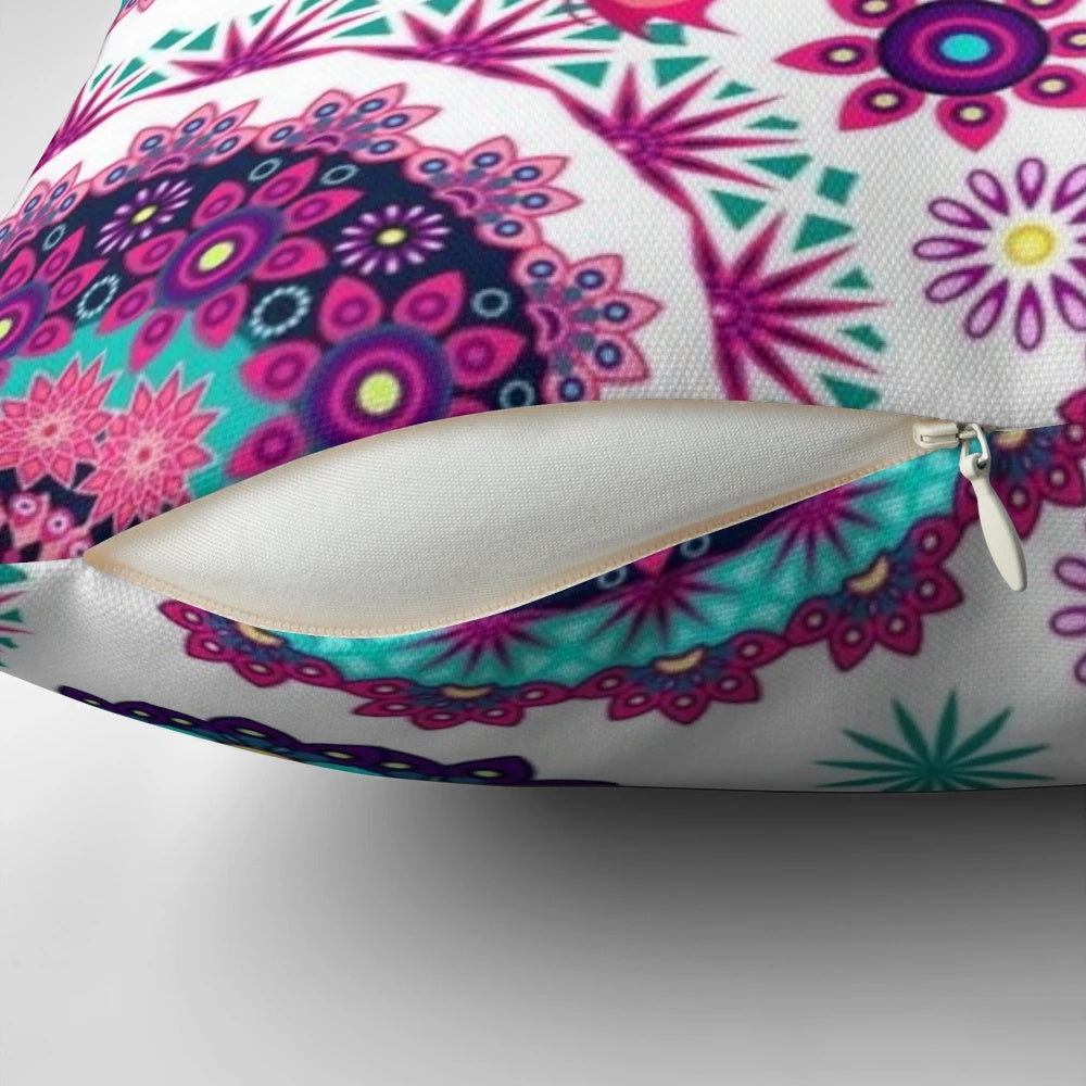 Desigual mandala colorful pillow with abstract geometric and floral patterns