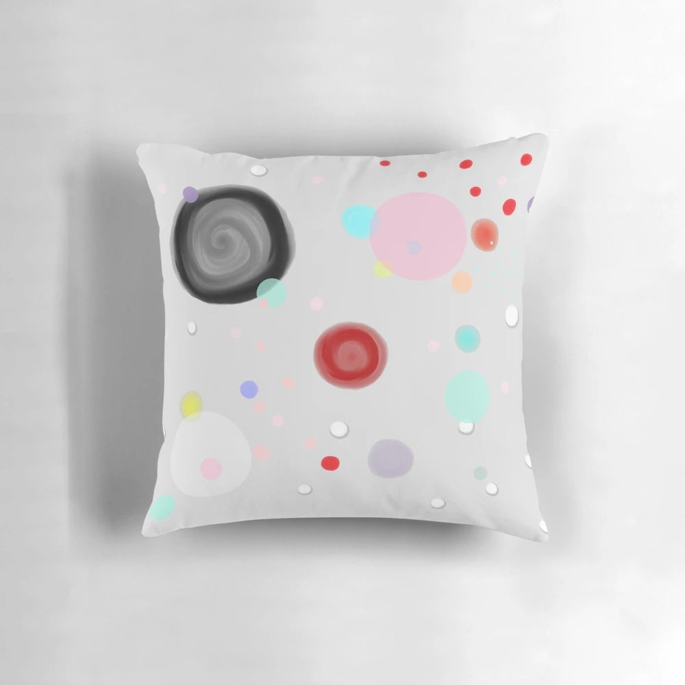 Desigual polka dots pastel pillow with vibrant watercolor-inspired design