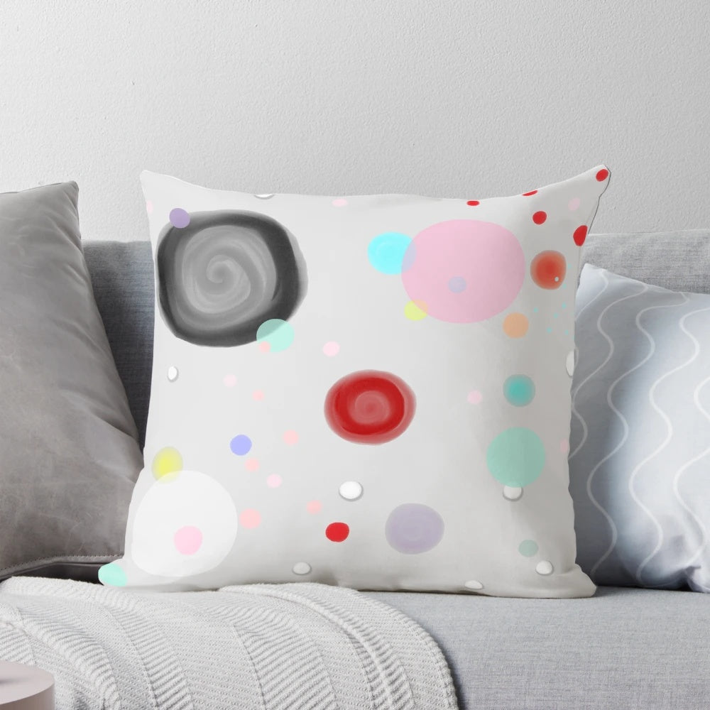 Desigual polka dots pastel pillow with vibrant watercolor-inspired design