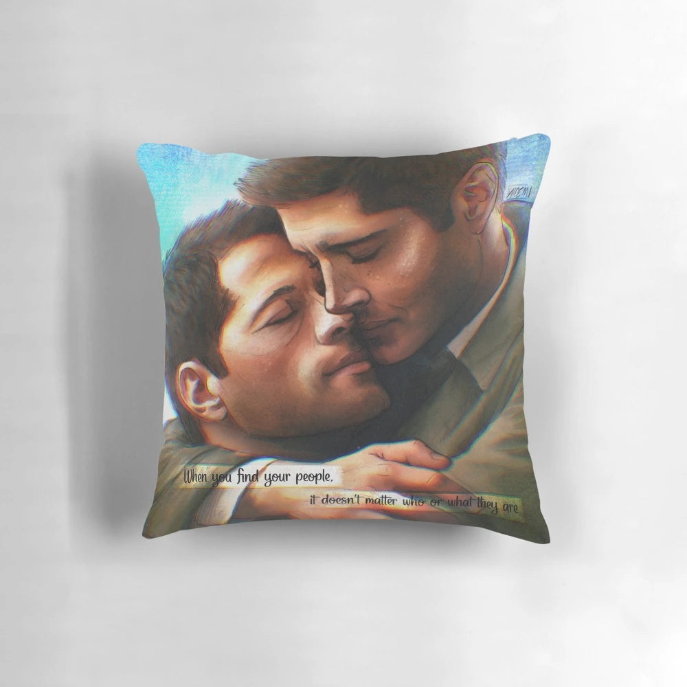 Destiel Confession Pillow featuring Dean Winchester and Castiel from Supernatural