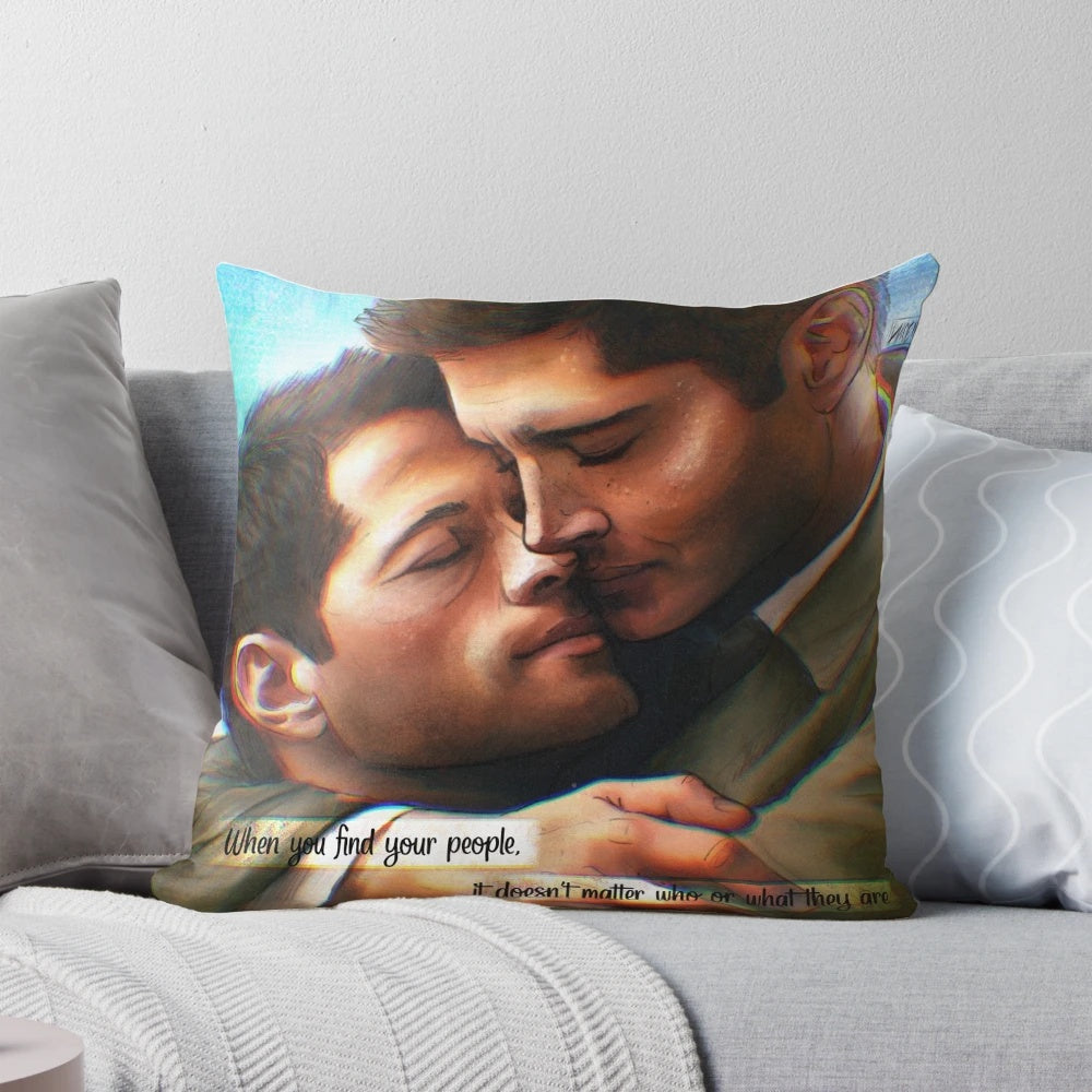 Destiel Confession Pillow featuring Dean Winchester and Castiel from Supernatural