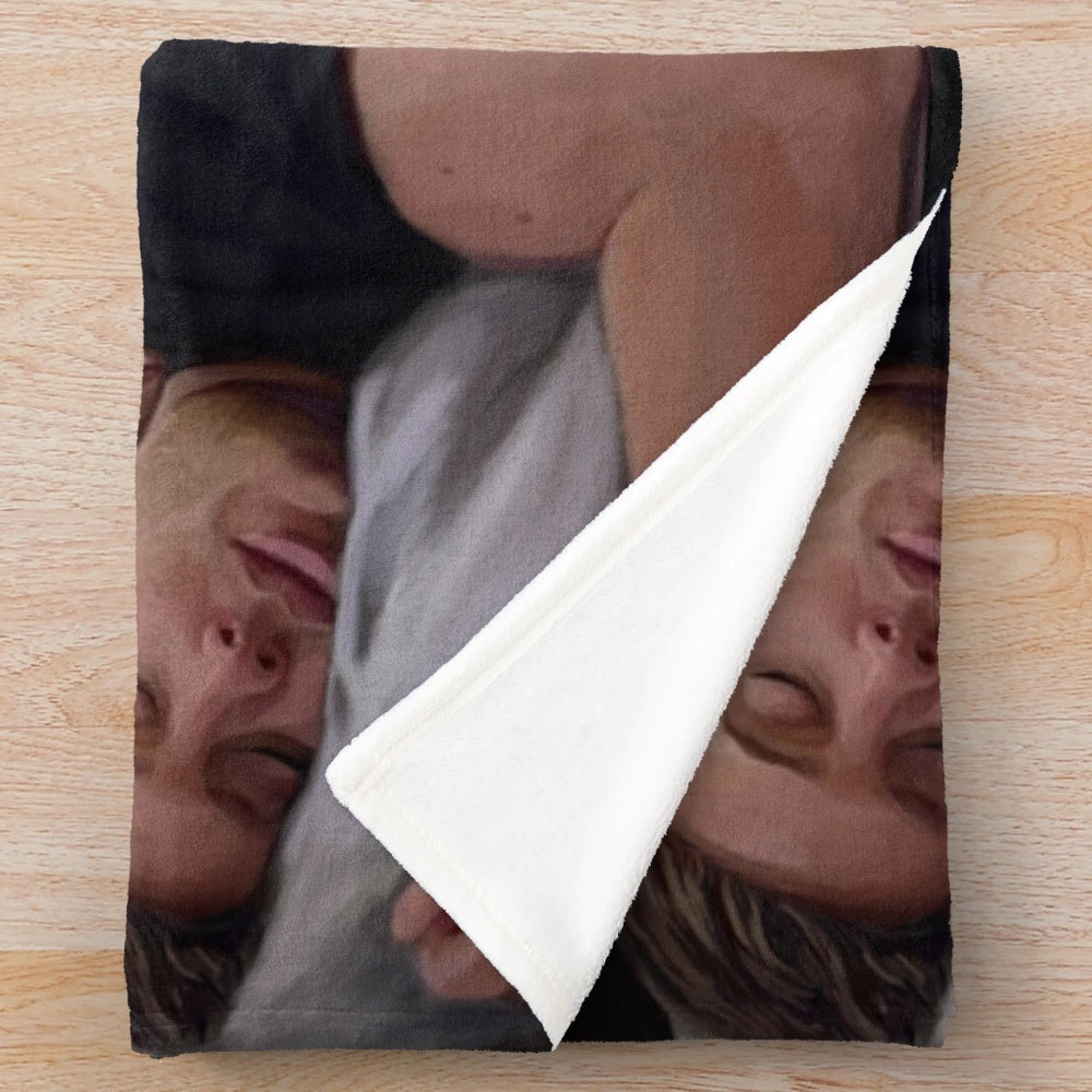 Destiel-inspired plush blanket featuring Dean Winchester and Castiel cuddling