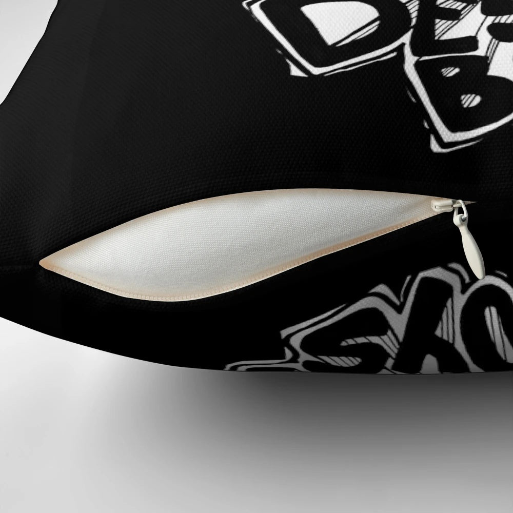 Destroy Boys band themed pillow with vibrant design