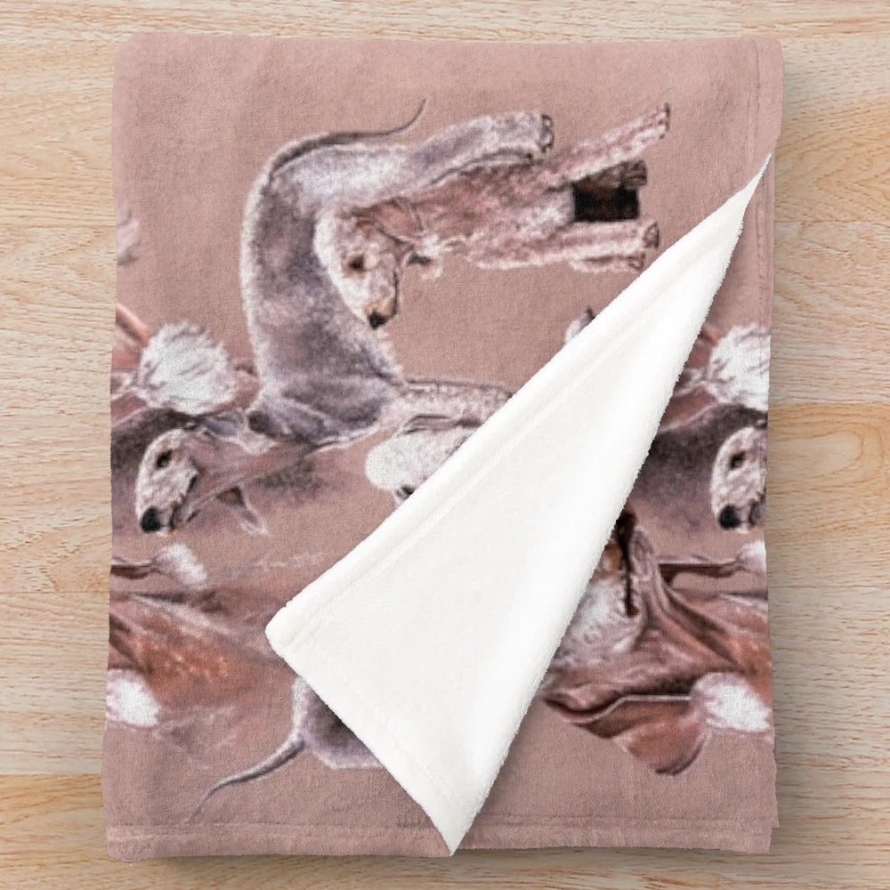 Realistic Bedlington Terrier plush blanket with detailed design