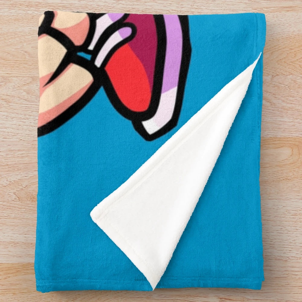 Detailed Boyfriend FNF Plush Blanket featuring the protagonist from the popular game Friday Night Funkin