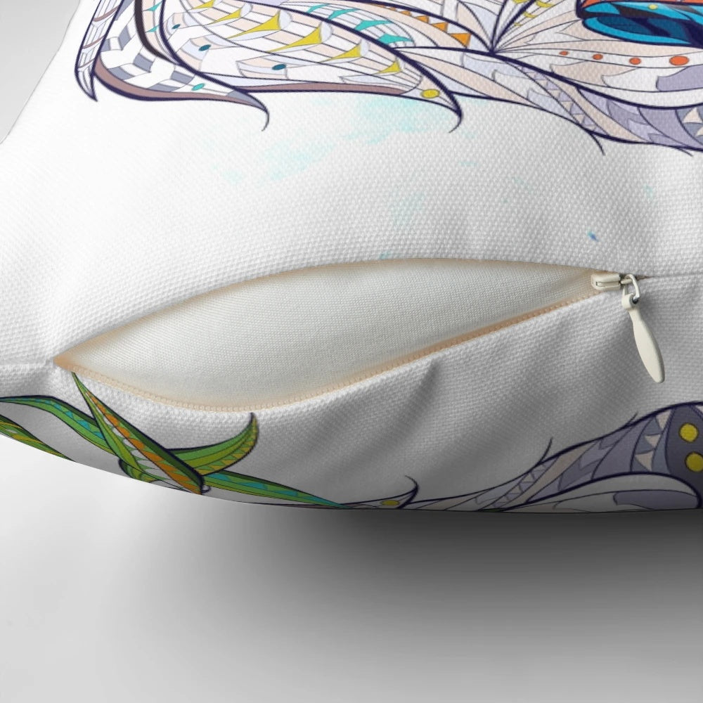 Highly detailed ethnic panda bear illustration on a throw pillow