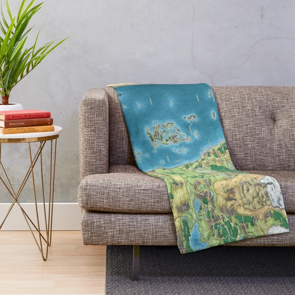 Faerun map plush blanket featuring the Forgotten Realms world of Dungeons & Dragons