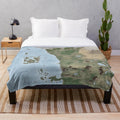 Detailed map of West Faerun from the Forgotten Realms fantasy world on a plush blanket