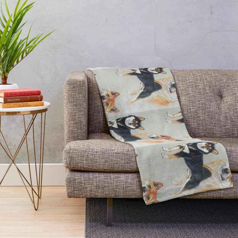 Shiba Inu inspired plush blanket with realistic design
