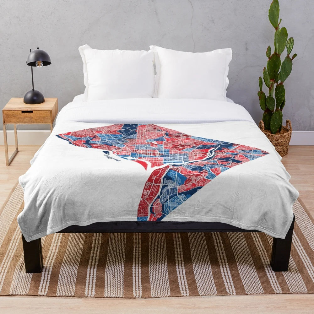 Washington DC neighborhood map plush blanket