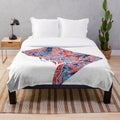 Washington DC neighborhood map plush blanket