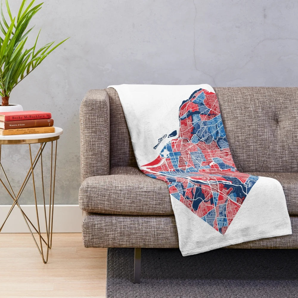 Washington DC neighborhood map plush blanket