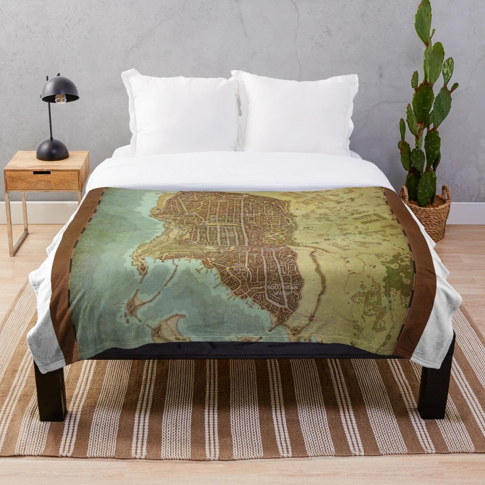 Waterdeep city map plush blanket for dungeons and dragons fans
