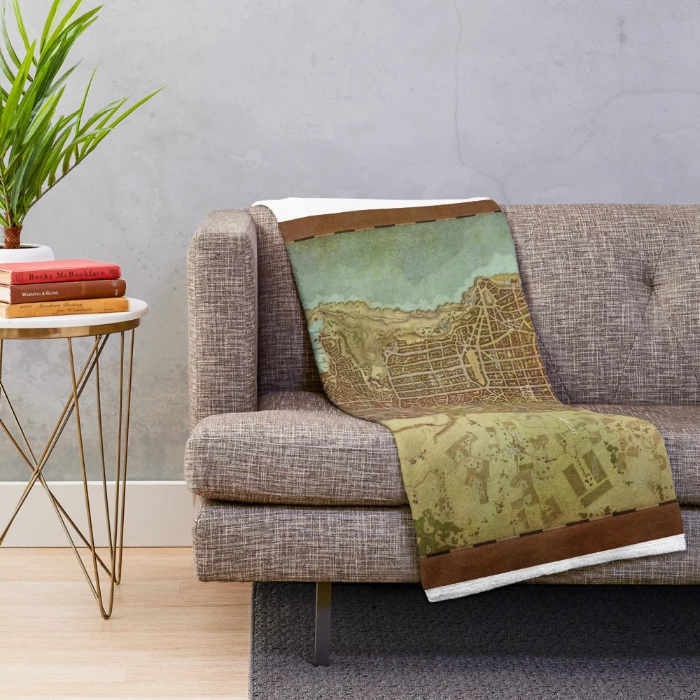 Waterdeep city map plush blanket for dungeons and dragons fans