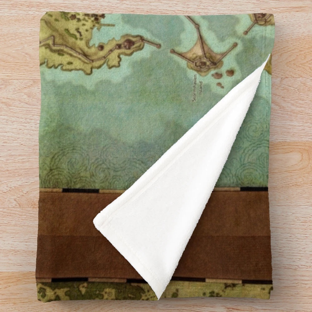 Waterdeep city map plush blanket with detailed fantasy geography